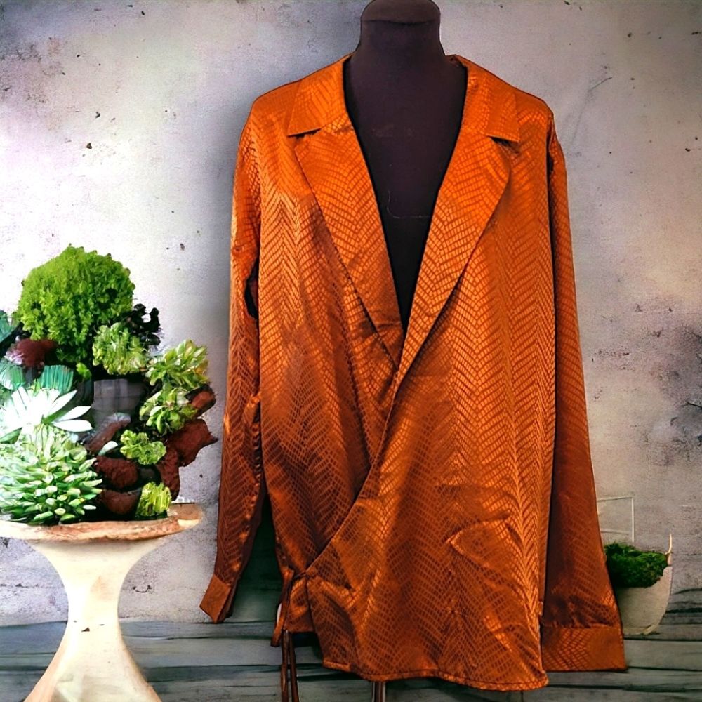 ASOS DESIGN Long Satin Side Tie Wrap Blazer Size Mesium